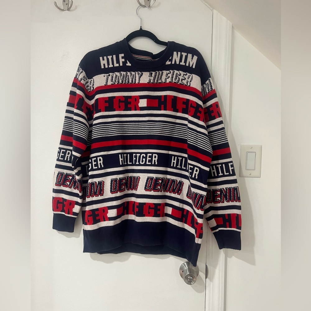 Tommy Hilfiger Men's Logo Sweater - Navy, Red, and White